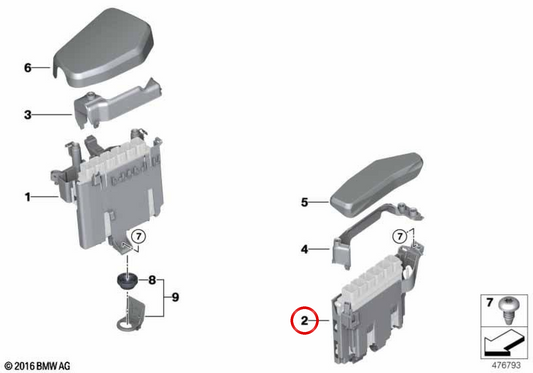 Suporte esquerdo OEM 12908601608 para BMW G30, G11, G12. BMW genuíno.