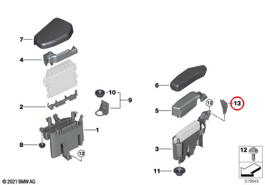 Connettore OEM Toma 12908685199 per BMW G05, F95, G06, F96, G07. BMW originale.