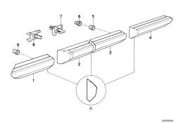 Listón de parachoques puerta trasera izquierda OEM 51131962463 para BMW E30. Original BMW.