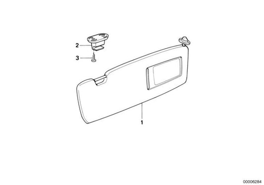 Sun visor with mirror cap right for BMW 5 Series E34 (OEM 51168117520). Original BMW.