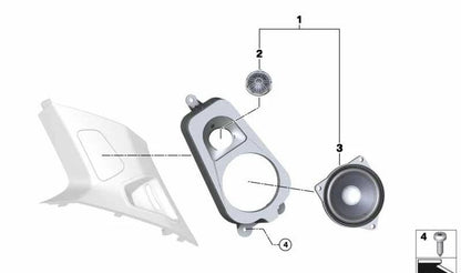 Altavoz de Agudos para sistema de sonido HiFi OEM 65139141501 para BMW F07, F01, F02, F04, E70, E71, E72, F16, F86, E89. Original BMW.