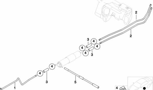 Tubería de alimentación combustible OEM 16121185016 para BMW Z3 E36 {2.2, 2.2i, 3.0, 3.0i} con motor M54. Compatible con transmisiones manuales y automáticas. Original BMW.