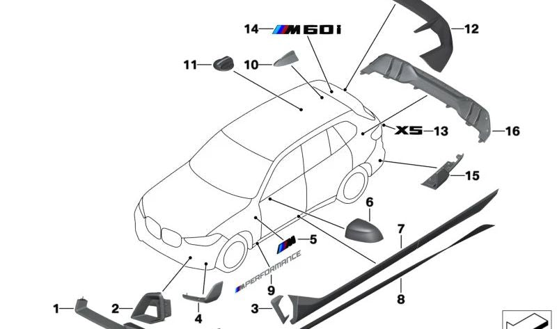 Carbon Front Spoiler Right for BMW X5 G05N, G18N (OEM 51195A4DEF8). Original BMW