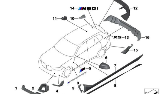 Carbon Front Spoiler Right for BMW X5 G05N, G18N (OEM 51195A4DEF8). Original BMW