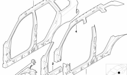 Moulage extérieur de Pilar à Izquierdo OEM 41218262647 pour BMW E53. BMW d'origine.
