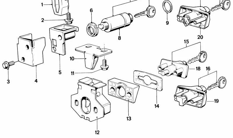 Cerradura de puerta OEM 51241862459 para BMW Serie 6 E24. Original BMW.
