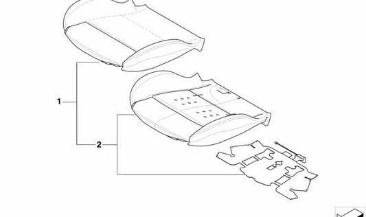 Part of the sports seat padding for BMW X5 E53 (OEM 52107245512). Original BMW.