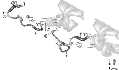 Pipe de réfrigération pour le turbocompresseur OEM 11537563706 pour BMW E71, E70, E60, E61, E90, E91, E92, E93. BMW d'origine.