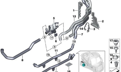 Abrazadera elástica Ø28mm OEM 64219174340 para BMW F07, F07N, F10, F10N, F11, F11N, F18, F18N, F06, F06N, F12, F12N, F13, F13N, F01, F01N, F02, F02N, F04, F25, F26. Original BMW.