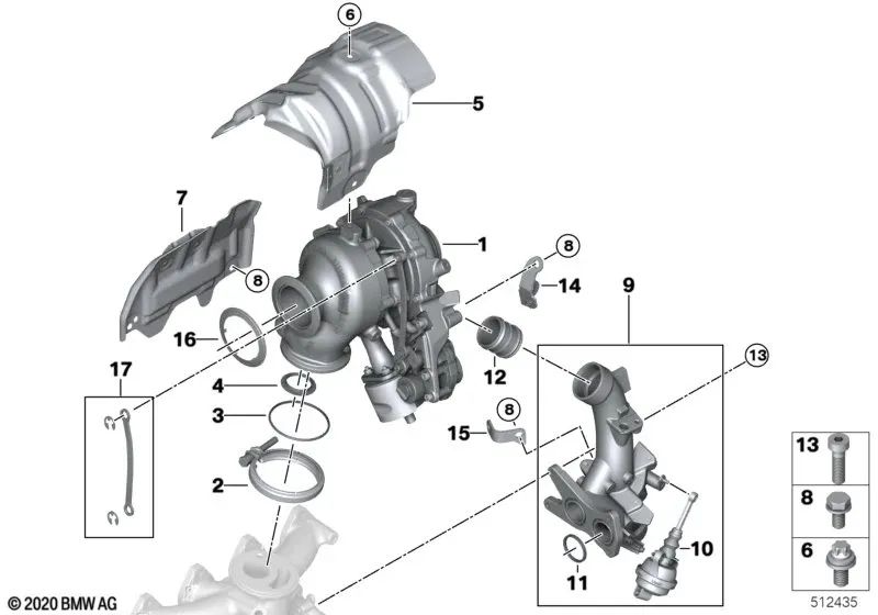 Kit di riparazione della barra stabilizzatore per BMW F48N, F39 (OEM 11657926388). BMW originale