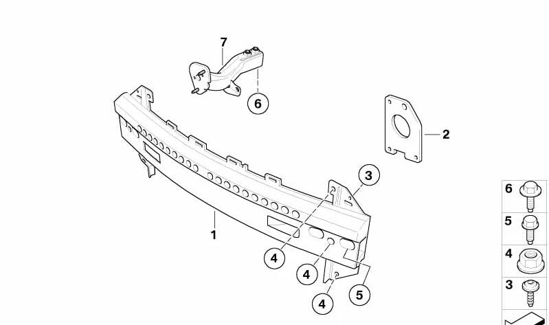 Portador parachoques delantero OEM 51117056709 para MINI R50 Cooper, One 1.6i… y más. Original MINI.
