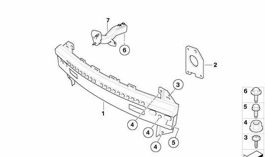 Portador parachoques delantero OEM 51117056709 para MINI R50 Cooper, One 1.6i… y más. Original MINI.