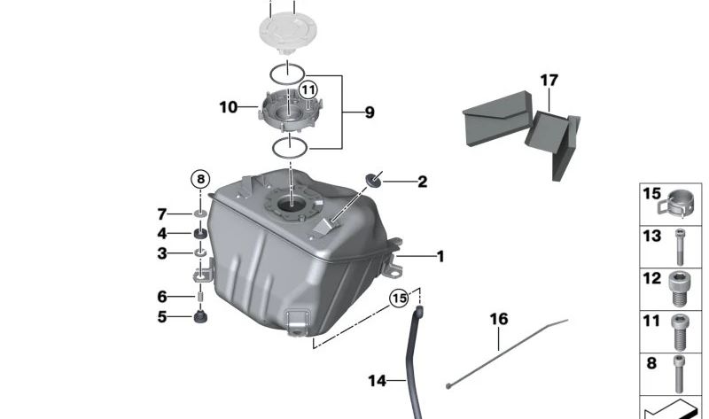 Juego de juntas OEM 16118566990 para motos BMW G 310 R, G 310 GS, G 310 RR. Original BMW Motorrad.