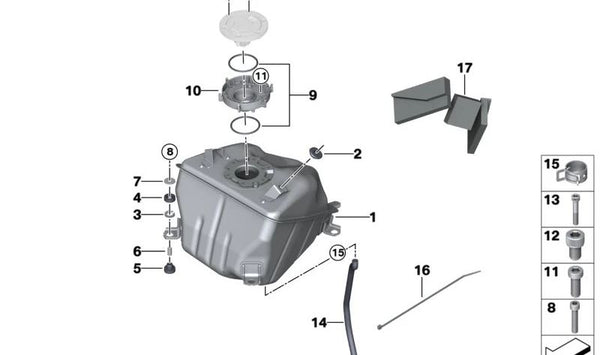 Juego de juntas OEM 16118566990 para motos BMW G 310 R, G 310 GS, G 310 RR. Original BMW Motorrad.