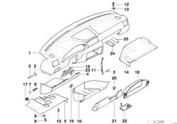 Revestimiento derecho OEM 51458146262 para BMW Serie 3 E36 (06/1993 - 08/2000). Original BMW.