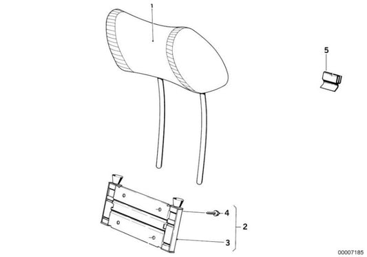 Casquillo para sistema de apoyo de cabeza OEM 52201809818 para BMW Serie 6 E24, 628CSI, 630CSI. Original BMW.