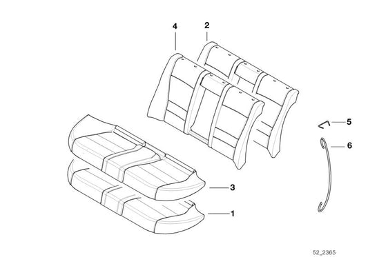 Assento de espuma para BMW E39 (OEM 52208159678). BMW originais.
