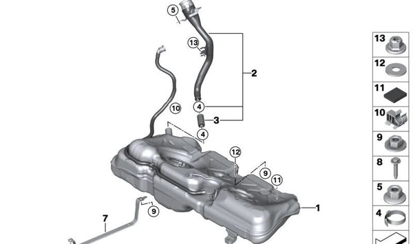 Tubo de llenado de materia sintética OEM 16117404167 para MINI Clubman F54, F54 LCI. Original MINI.