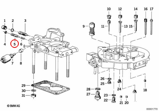 Parafuso de ajuste de mistura OEM 13111255990 para BMW E12. BMW genuíno.