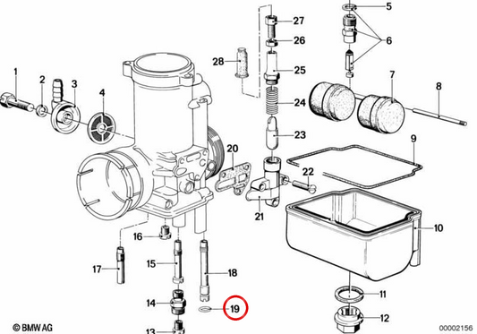 O-ring (O-Ring) OEM 13111260861 per BMW R50, R60, R75, R80, R90, R100. BMW originale.