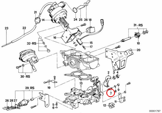 Parafuso de ajuste de mistura OEM 13111289903 para BMW E30, E28. BMW genuíno.