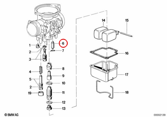 Floating Nadel OEM 13111335318 für BMW R45, R65, R80, R100. Originaler BMW Motorrad.