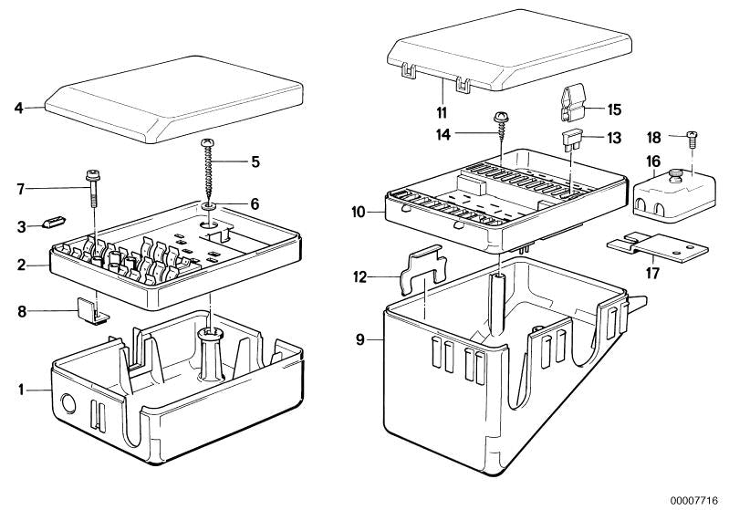 OEM 61131362264 Leistungsschalterkasten für BMW 5er E12, 6er E24, 7er E23. Original BMW.