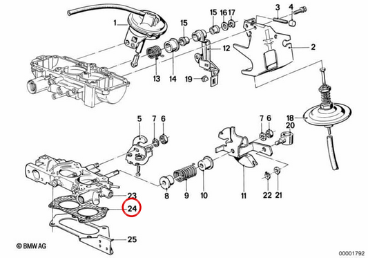 Asbestfreie Dichtung OEM 13119067408 für BMW 3er E21 316 und 5er E12, E28. Original BMW.