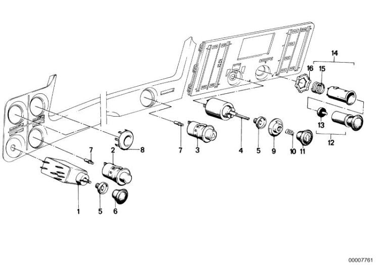 Interruptor de soplador OEM 61311363444 para BMW Serie 3 E21, M1 E26. Original BMW.