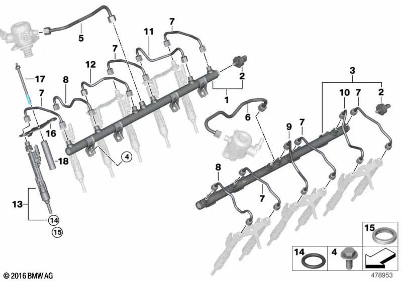 Hochdruckleitung pour BMW G12, G12N (OEM 13538623427). BMW d'origine