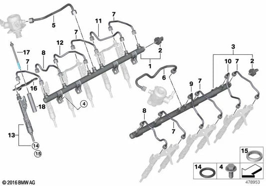 Hochdruckleitung pour BMW G12, G12N (OEM 13538623427). BMW d'origine
