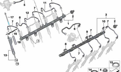 Sensor de Alta Presión para BMW F20N, F21N, F52, F22, F23, F45, F46, F30N, F31N, F34N, F35N, G20, G22, G26, F07, F10, F11N, G30N, G31, G38, F06, F12, F13, G32, F01, F02N, G11, G12, I12, I15, F48, F49N, F39, G01, G08, G02, F15, F85, F16, F86 (OEM 135386436