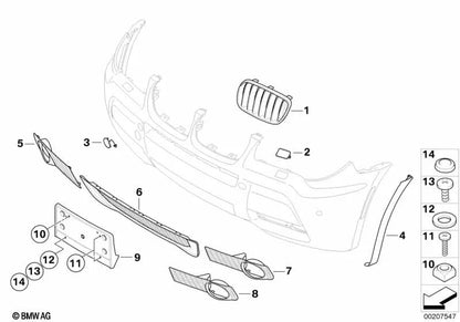 Griglia chiusa a destra per BMW E83N (OEM 51113417726). BMW originale.