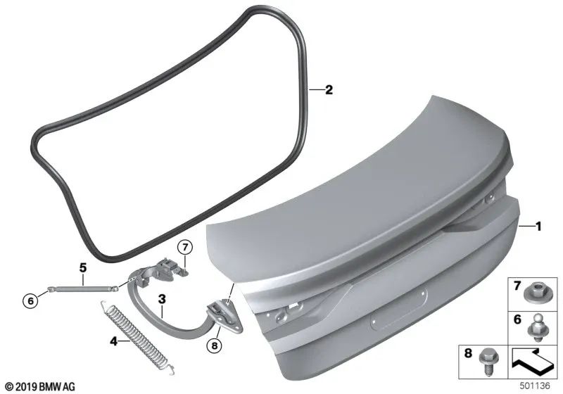 Parafusos de copo para BMW F52, F44, E46, F30, F35, F80, F82, E61 (OEM 41628259236). BMW originais.