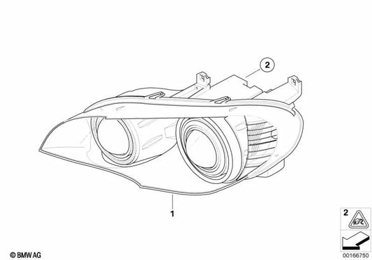 Right AHL-Xenon headlight for BMW E70 (OEM 63117288998). Original BMW.