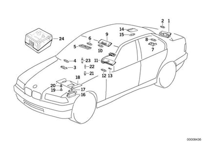 Luz interior y de lectura OEM 63311387385 para BMW Serie 3 E36 (316i, 318i) y más. Original BMW.