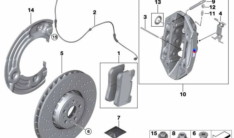 Caixa de pinça de freio esquerdo para BMW G87, G80, G81, G82, G83, F90, F91, F92, F93 (OEM 34118089937). BMW original
