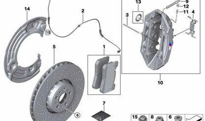 Caixa de pinça de freio esquerdo para BMW G87, G80, G81, G82, G83, F90, F91, F92, F93 (OEM 34118089937). BMW original