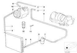 Tuyau d'aspiration d'évaporador-compresseur pour BMW E39 (OEM 64538376012). BMW d'origine.