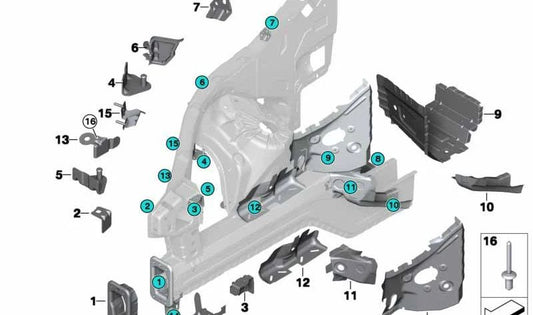 Remache ciego OEM 07149144282 para BMW F91, F92, F93, G14, G15, G16, E70, F15, F85, E71, E72, F16, F86, i3, I01. Pieza original BMW. Ideal para fijaciones sin acceso trasero.