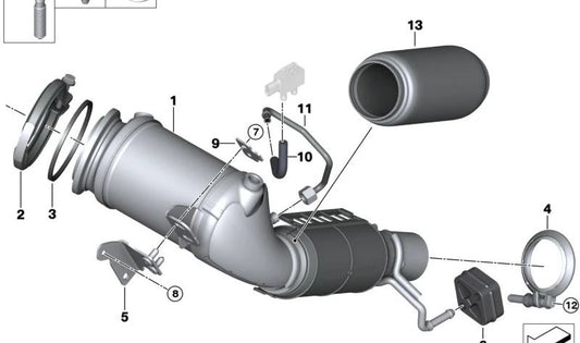 Tubo presión catalizador OEM 18328685981 para BMW F40, F44, F45, F46, F48, F49, F39 y MINI F54, F55, F56, F57, F60. Original BMW y MINI.