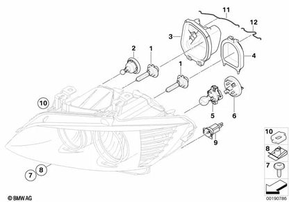 Tapa de cubierta del faro delantero izquierdo para BMW Serie 3 E90N, E91N (OEM 63127238826). Original BMW