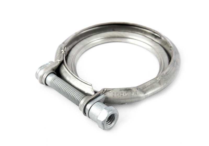 Abrazadera V-Band OEM 18305A04BD6 para BMW F40 (120i, 128ti, M135i xDrive), F52 (120i, 125i) y F70 (116i). Original BMW. Diámetro 70mm. Ideal para sistemas de escape y catalizadores delanteros.