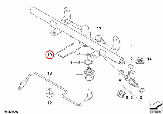 Braçadeira de fixação do regulador de pressão de combustível OEM 13311521392 para MINI R52 Cooper S e R53 Cooper S, Cooper S JCW GP. Original MINI