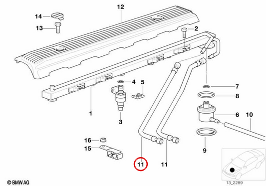 Tubo di carburante OEM 1331174128 per BMW E38. BMW originale.