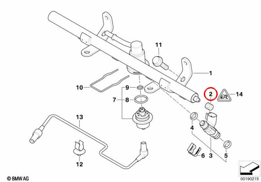 OEM Fuel Pipe and Injection Cap 13317515782 for MINI R52 Cooper S and R53 Cooper S, Cooper S JCW GP. Original MINI