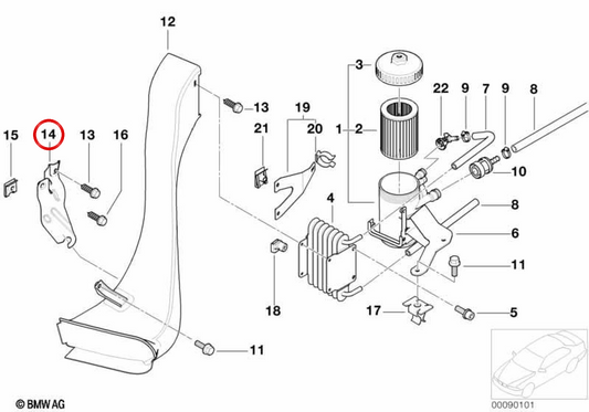 Supporto con condotto ad aria OEM 1332247699 per BMW E46. BMW originale.