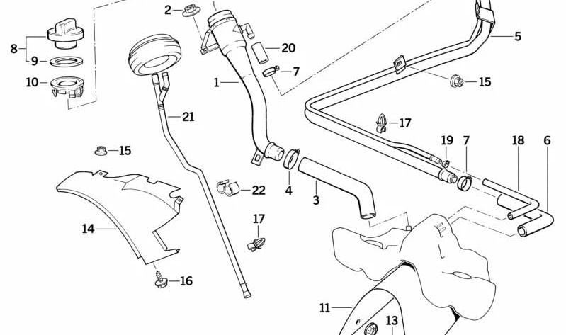 Tubo del refrigerante OEM 16131179180 per BMW E34, E32, E31. BMW originale.