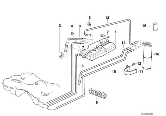 Tubería de combustible OEM 16131183636 para BMW Serie 7 E38, E39 con motor M52, M62. Original BMW.