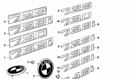 Heck geklebtes Emblem für die BMW 7 E23 -Serie (OEM 51141910728). Original BMW